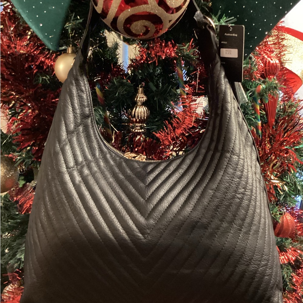 Fashion, Black Quilted Hobo Bag
